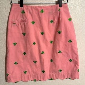 Lily Pulitzer Vintage Embroidered Honey Bee Pencil Skirt Scalloped Hem Size 6